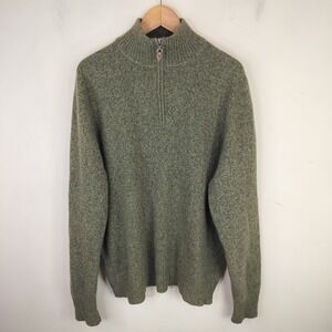 Marshall Field's Cashmere Sweater Men XL 1/4 Zip Pullover Soft Green
